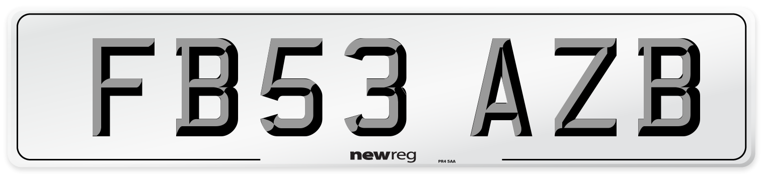 FB53 AZB Number Plate from New Reg